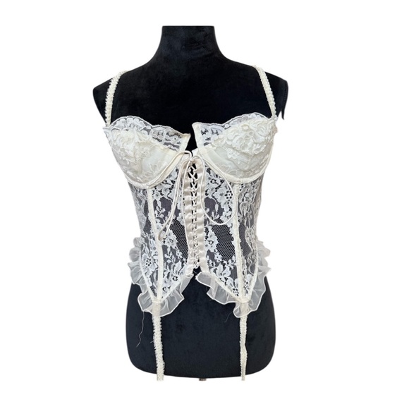 Victoria's Secret Other - Victoria’s Secret Bustier Corset 36C White Sexy Lace Lingerie Busty Boned Bridal